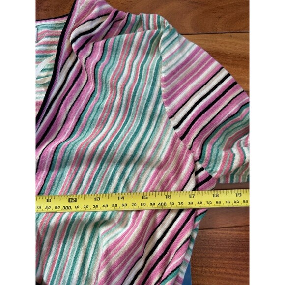 NWT Nine West Wrap Waist Sweater Rainbow Striped V Neck Size L Boho Soft - Picture 6 of 9